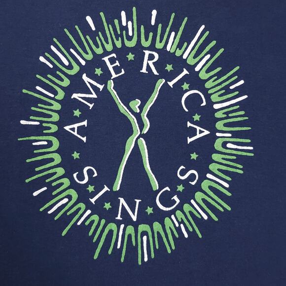 VTG Screen Stars T Shirt Mens XL Blue America Sings 80s Single Stitch USA Tee - Picture 2 of 11